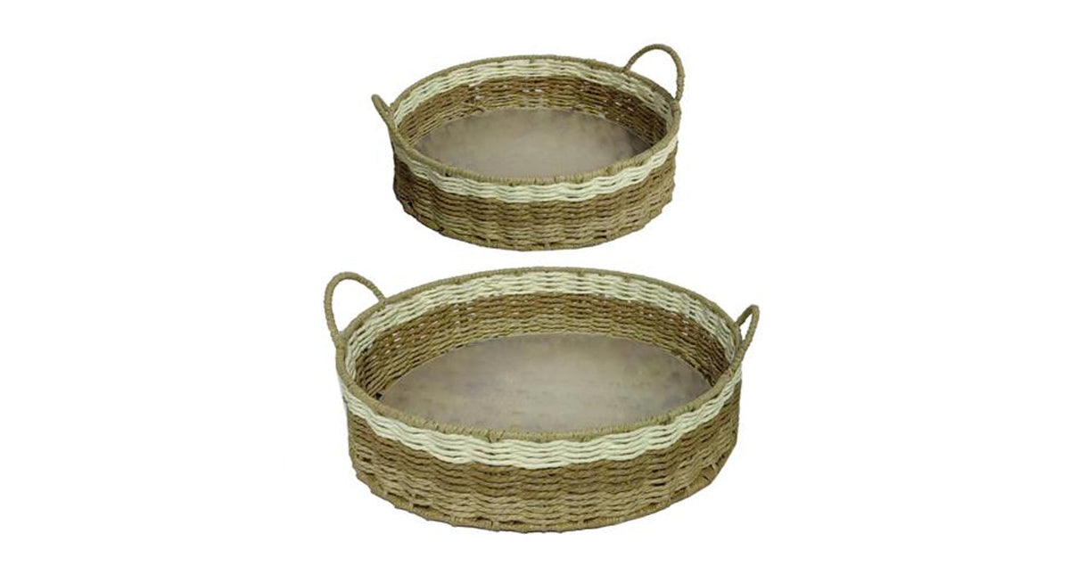 S 2 tray tivives ø29 36 h9cm natural white
