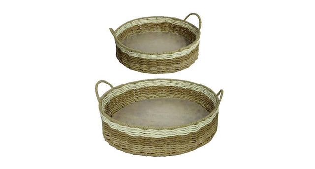 S 2 tray tivives ø29 36 h9cm natural white