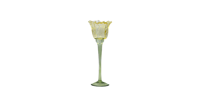 Tealight holder flor d9 h26cm yellow