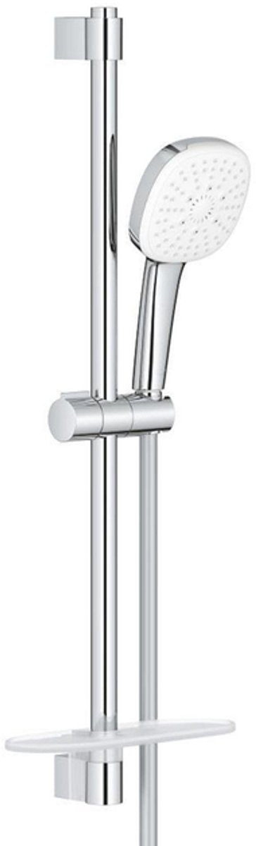 Grohe tempesta 110 cube glijstangset - 60cm - vierkante handdouche - 3 straalsoorten - gladde doucheslang - met zeephouder - chroom