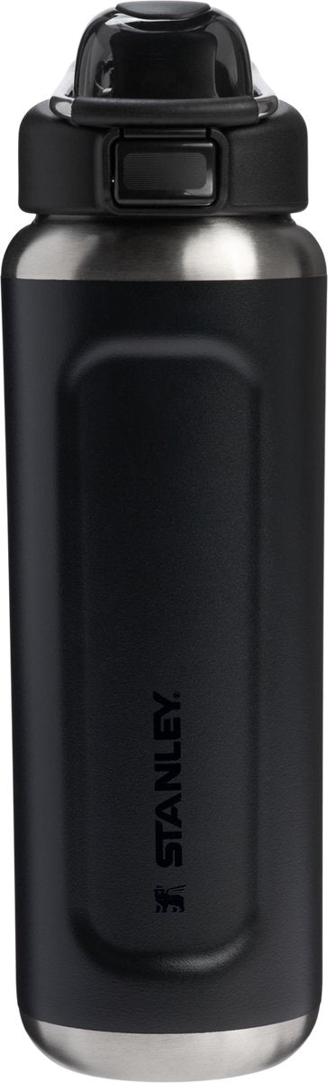 Stanley twist flip 2.0 waterfles met draaidop met springveer 0.47l - 10 uur koud - 2 dagen koud met ijs - roestvrijstalen drinkfles - bpa vrij - lekvrij - vaatwasserbestendig - black