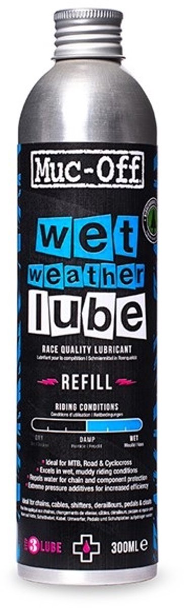 Muc-off wet lube - fietsketting smeermiddel - 300ml - langdurige smering - bescherming voor natte weersomstandigheden - biologisch afbreekbaar