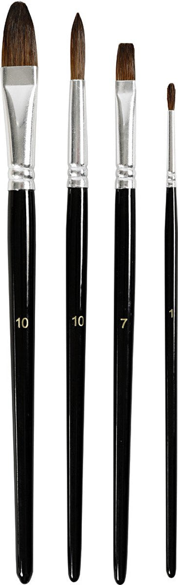 Creativ company aquarelpenselen, korte steel, 4 stuk, 1 doos