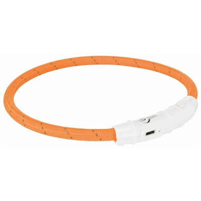 Trixie lichtgevende halsband hond flash usb tpu nylon oranje