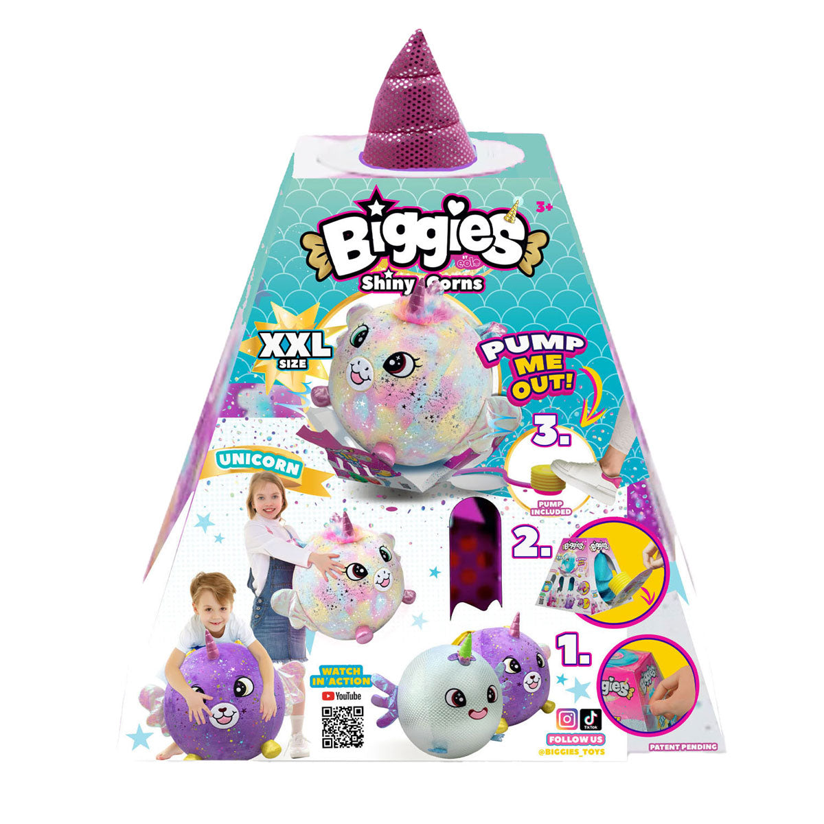 Moose toys biggies eenhoorn regenboog opblaasbare knuffel