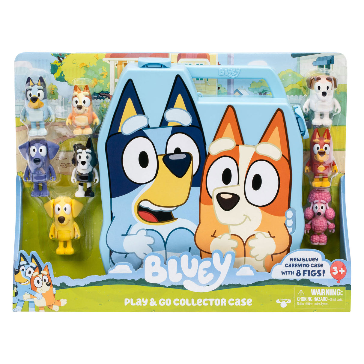 Bluey Play Go suitcase with 8 play figures