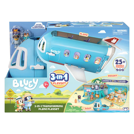 Moose toys bluey 3in1 vliegtuig met 2 speelfiguren