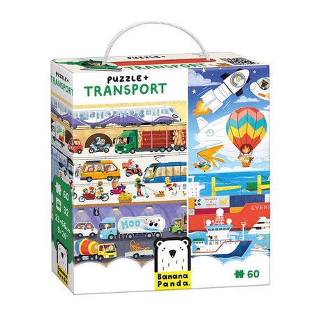 Banana panda puzzel transport educatief speelgoed voertuigen 60 stukjes.