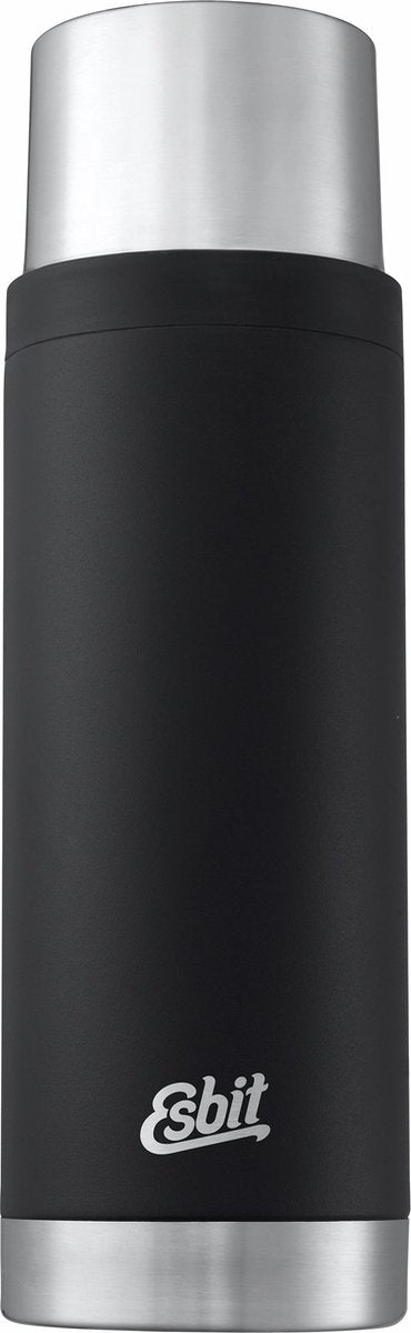 Esbit sculptor thermosfles - 1l - mat zwart - rvs - 2 bekers - lekvrij