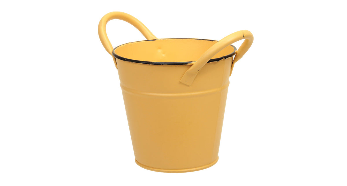 Metal basket w ears yellow ø 13x12 cm