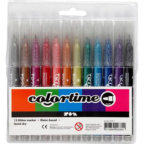 Colortime https: www.cchobby.nl -glitterstiften-lijndikte-2-mm-diverse-kleuren-12-stuk-1-doos