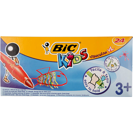 Bic kids visacolor xl kleurstiften met brede punt - verschillende kleuren, doos van 24 stuks