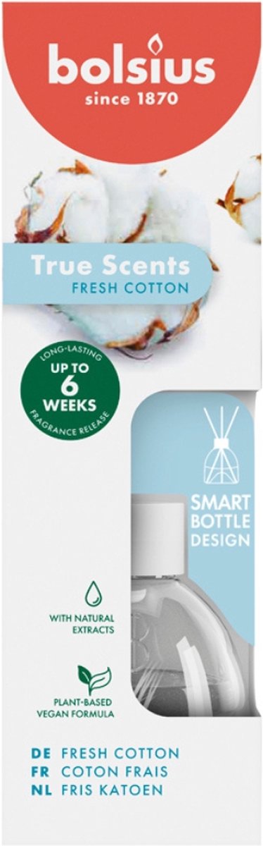 Bolsius - true scents - geurstokjes - 60 ml - fresh cotton