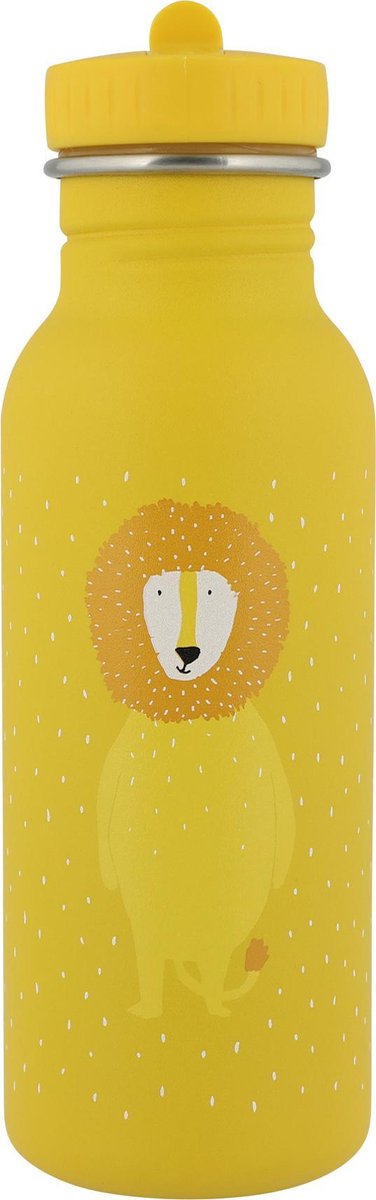 Trixie drinkfles - mr. lion- rvs waterfles voor kinderen - 500ml - lekvrije fles - geel - leeuw