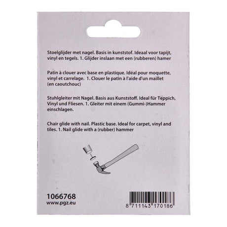 Mack 1066768 - stoelglijder nagel kunststof zwart ø 19 mm 12 st pcs | 6 stuks