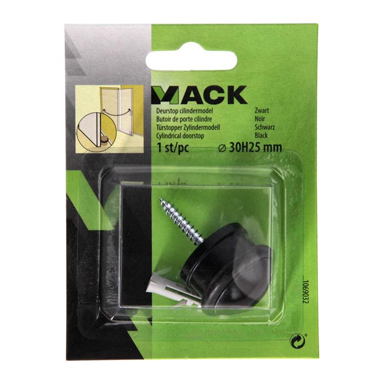 Mack 1069032 - deurstop cilindermodel zwart ø 30h25 mm 1 st pc | 6 stuks