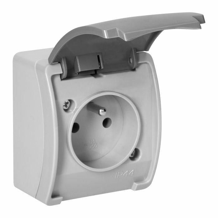 Orno single socket 2p+z water ip44 grijs