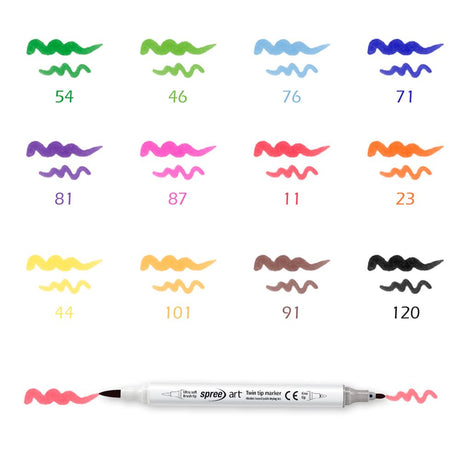 12 double-tops stiften op alcohol gebase | 2 stuks