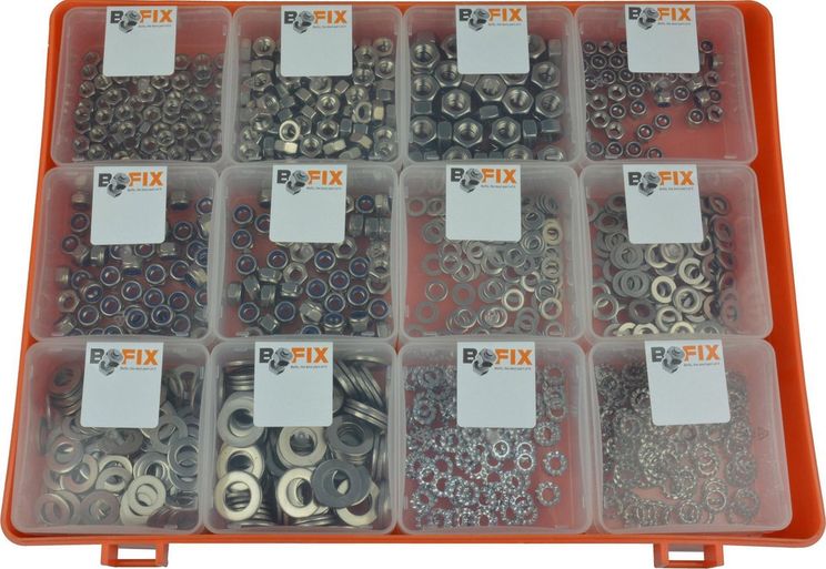 Bofix Sorti 12DLG. Rings + nuts stainless steel