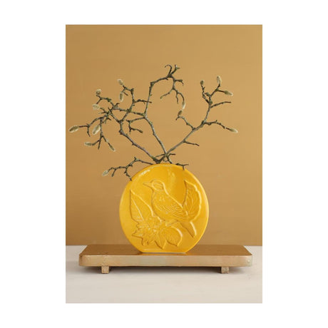 Ideas 4 seasons vaas bird mosterd ø6x20x20cm