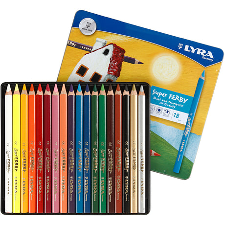 Lyra http: www.cchobby.nl super-ferby-1-kleurpotloden-l-18-cm-vulling-6-25-mm-diverse-kleuren-18-stuk-1-doos