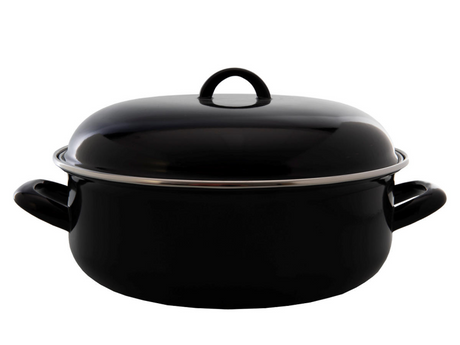 Braadpan 24 cm. emaille zwart