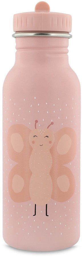 Trixie drinkfles mrs. butterfly- rvs waterfles voor kinderen - 500ml - lekvrije fles - roze - vlinder