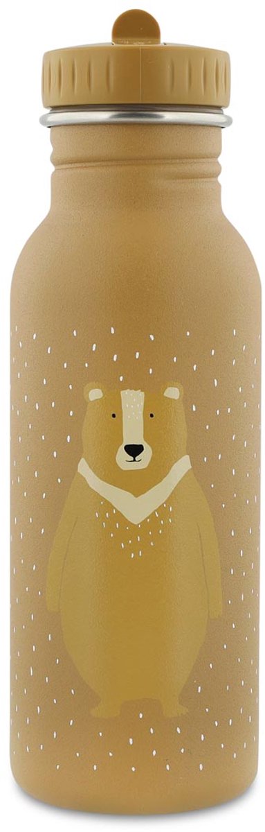 Trixie drinkfles - mr. bear- rvs waterfles voor kinderen - 500ml - lekvrije fles - bruin - beer