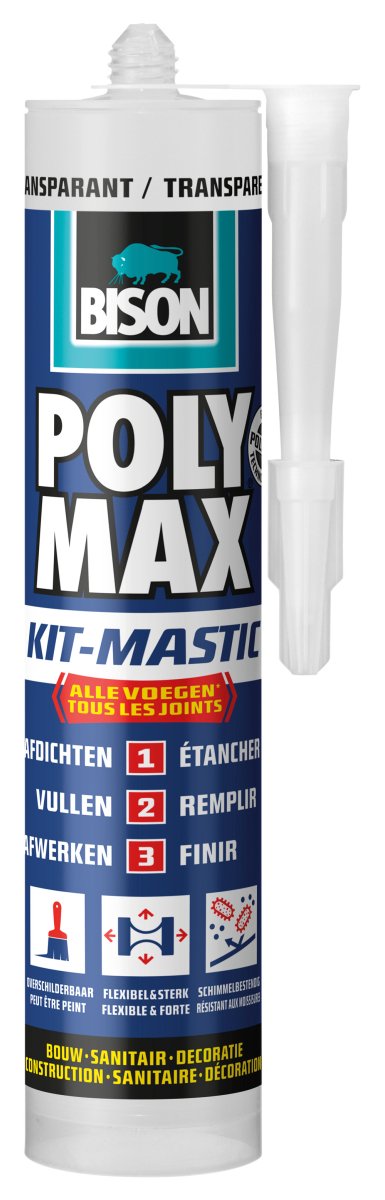 Bison afdichtingskit poly max transparant 280ml