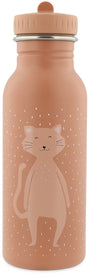 Trixie drinkfles - mrs. cat - rvs waterfles voor kinderen - 500ml - lekvrije fles - roze - kat