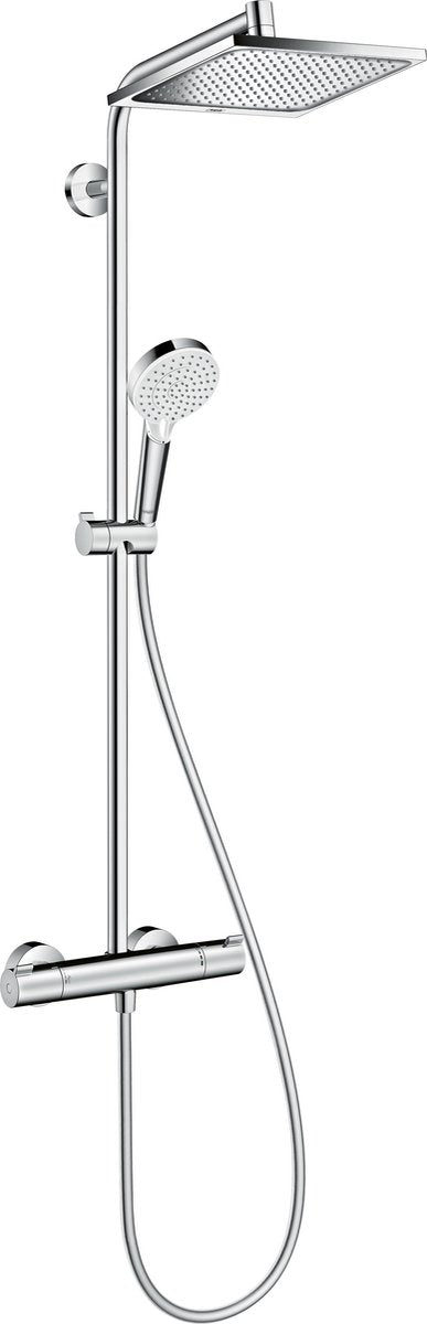 Hansgrohe crometta e - showerpipe - ecosmart waterbesparend - 240mm - 1 straalfunctie - chroom - met thermostaat