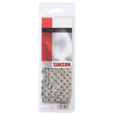 Simson Ketting Normaal Strong - Extra sterke fietsketting voor stadsfietsen zonder versnelling en fietsen met naafversnelling (112 schakels, 1 2x1 8 , zilver)