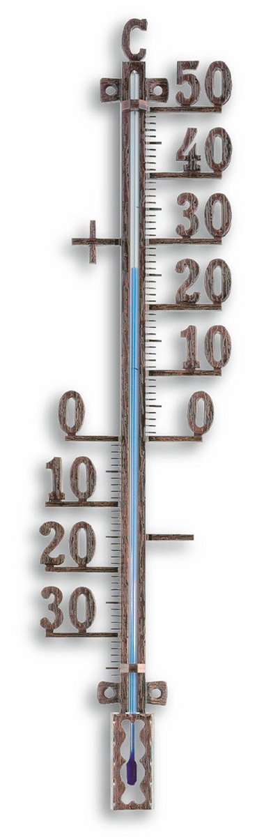 Tfa dostmann tfa buiten thermometer - analoog - metaal - koper - 41 x 10 cm - buiten - tuindecoratie