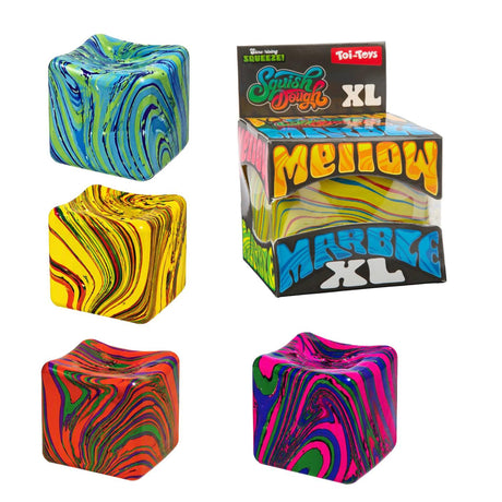 Toi toys toi-toys squishdough knijpkubus -marblexl- 8cm 660gr 4ass