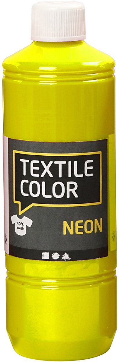 Creotime textielverf neon geel – gele kledingverf – stofverf – textiel kleurstof – stoffenverf – verf voor kleding – textiel verven – kleurstof voor stof – diy kleding verven – fluoriserend geel – 500 ml