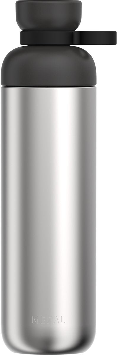 Mepal waterfles roestvrij staal vita - 900 ml - 2 openingen voor extra drinkgemak - drinkfles rvs - nordic black