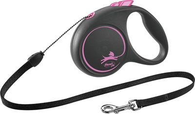 Flexi Rollijn Black Design Cord Pink