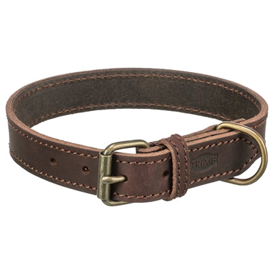 Trixie halsband hond rustic vetleer donkerbruin