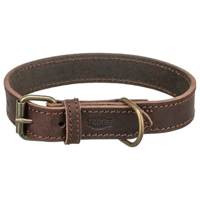 Trixie halsband hond rustic vetleer donkerbruin