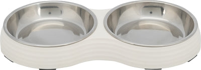 Trixie Food Bowl Cat Double Melamine rostfritt stål Vit