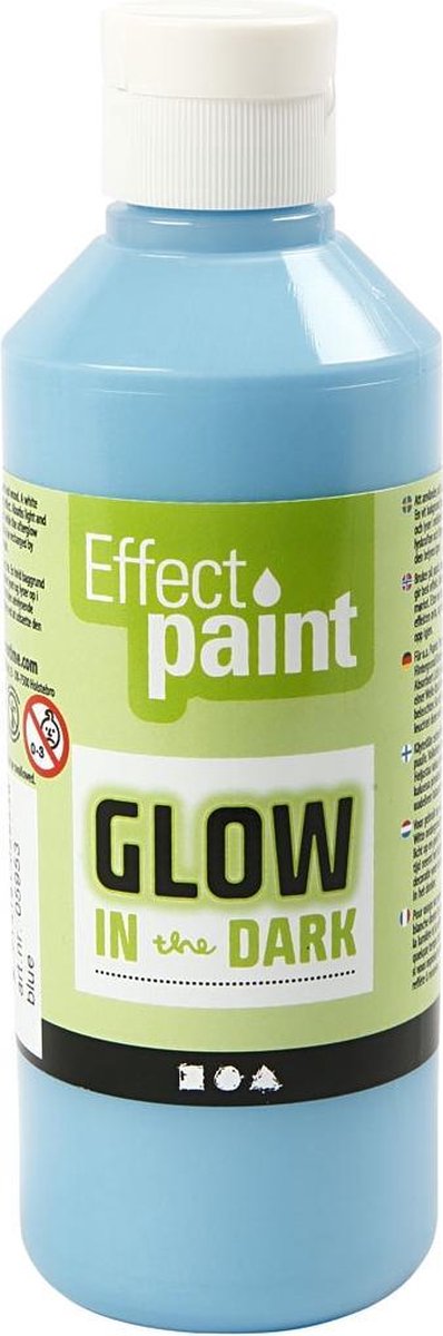 Creativ company glow in the dark, lichtblauw, 250 ml