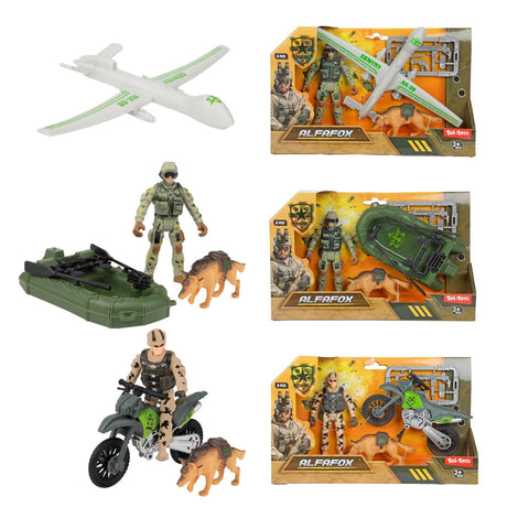 Toi-toys toi toys alfafox speelset m militair met voertuig, hond en accesoires