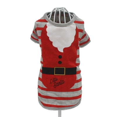 Croci T-Shirt Hund Little Santa Striped Grey Rot