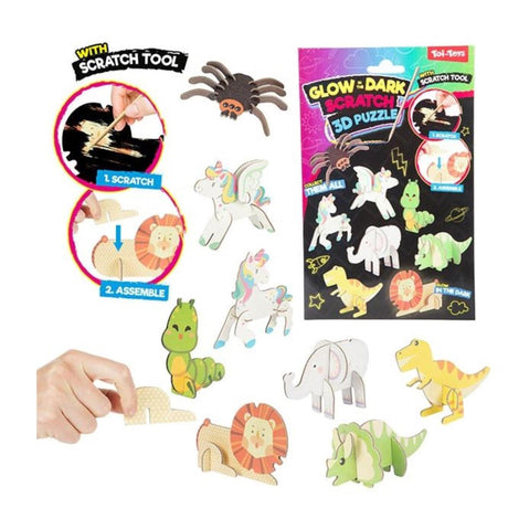 Toi-toys toi toys 3d krasfolie puzzel dier glow in the dark