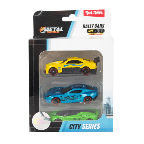 Toi-toys toi toys metal rally race auto classic set a 3 stuks citie series