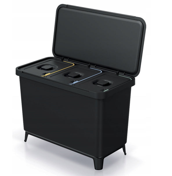 Keden systeemafvalbak 3x10l - zwarte recycling