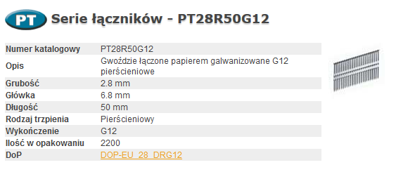 Bostitch nagels pt 280-50 ring g12 2,2m