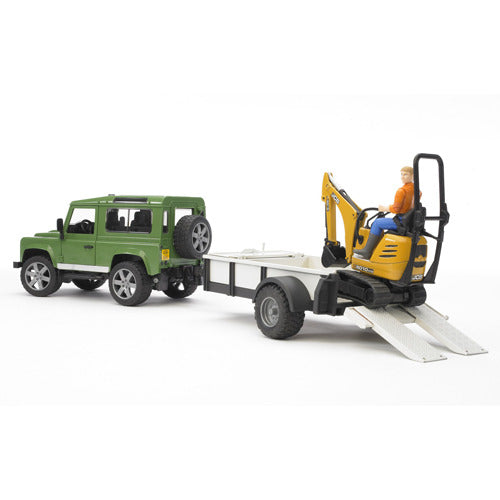 Bruder Bruder Landrover + remorque avec excavatrice