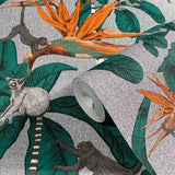 Noordwand Noordwand Wallpaper Topchic Monkey Leaves Green and Gray