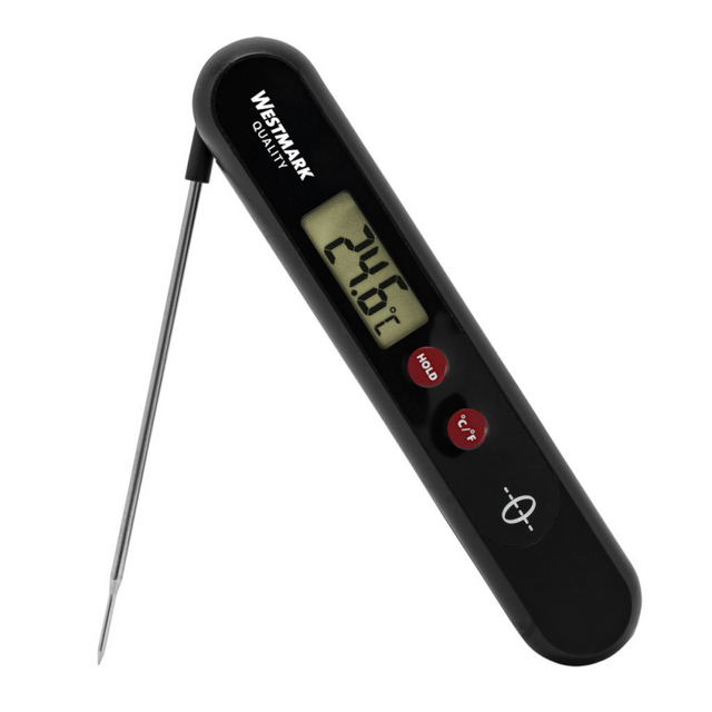 Westmark lekthermometer, zonder batterijen, met temperatuurvergrendelknop, rvs kunststof, eco, zilver zwart rood, 12962260